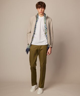 JOSEPH ABBOUD 【オリジナルオーガニックコットン使用】JOE COTTONサッカーVネックシャツ ホワイト系