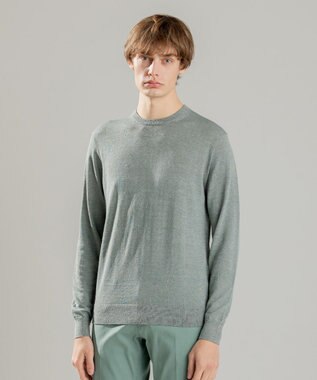 JOSEPH HOMME リネンナイロンプレーン　クルーネックニット ピーコックグリーン系