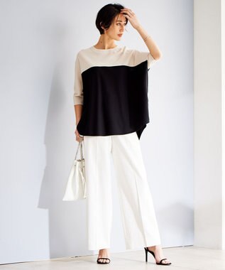 ICB L 【UVカット・吸水速乾・接触冷感・洗える】シェルタリングドライオックス ワイドパンツ オフホワイト系