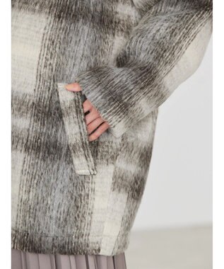 AMERICAN HOLIC チェックコクーンミディコート Check Ivory