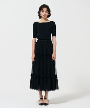 GRACE CONTINENTAL リブカシュクールニットトップ ブラック