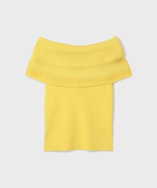 GRACE CONTINENTAL オフショルリブニットトップ イエロー
