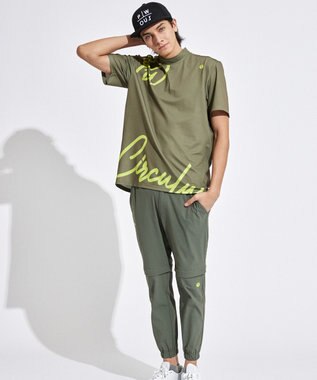 PW CIRCULUS 【吸水速乾 / 伸縮性抜群】【MEN】筆記体ロゴ COOLベンチレーションモック T カーキ系