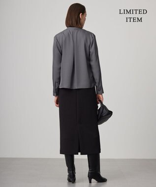 ICB L 【WEB限定・洗える】シルキーツイル  クロップドシャツ グレー系