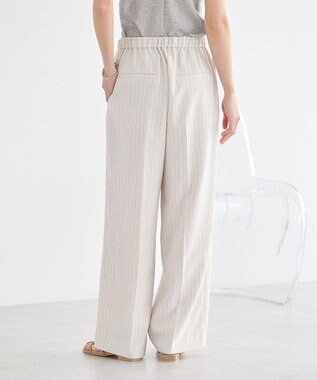 earth music&ecology 【セットアップ対応】リネンライクリラックスパンツ Stripe Ivory