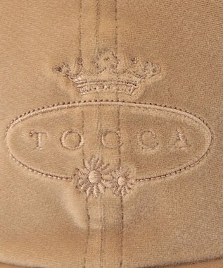 TOCCA 【防臭・吸水速乾・UVカット・サイズ調整可・リボン取り外し可】VELVET LOGOCAP キャップ ベージュ系
