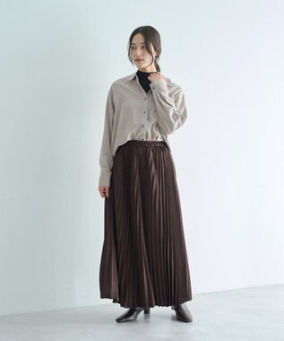 YECCA VECCA サテンプリーツスカート Ivory