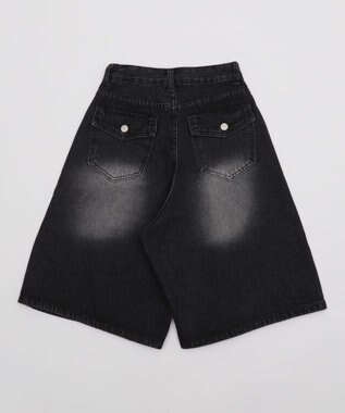 WEGO バックフラップポケットデニムハーフパンツ ブラック