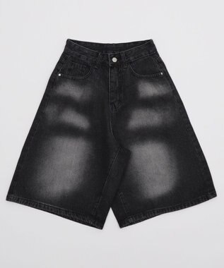 WEGO バックフラップポケットデニムハーフパンツ ブラック