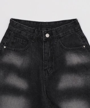 WEGO バックフラップポケットデニムハーフパンツ ブラック