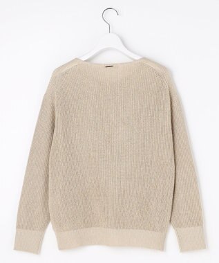 自由区 L リネンミドルゲージプルオーバー ニット ベージュラメ