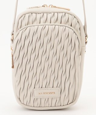 LA BAGAGERIE ランダムプリーツショルダーバッグ タテ アイボリー