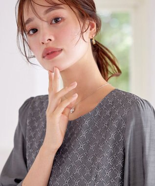 Tiaclasse L 【洗える】レース切替ワンピース チャコールグレー