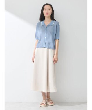 earth music&ecology ラインポロニットカーディガン Sax