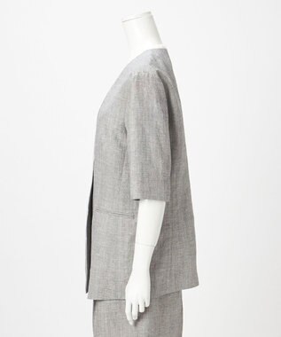 23区 【GOLD LABEL】ウールリネン ノーカラー ジャケット グレー系