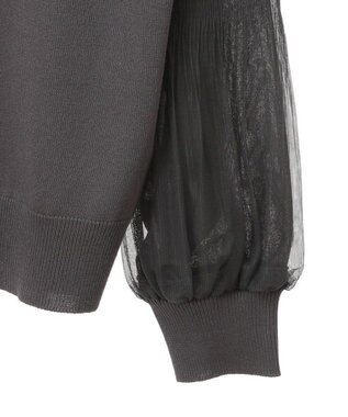 Green Parks 袖チュールマジョリカドッキングニットプルオーバー Gray