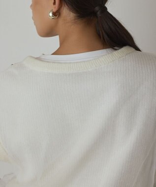 GRACE CONTINENTAL チュール刺繍ニットトップ ホワイト