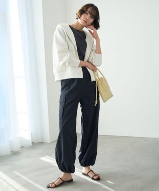 UNFILO L BEAUTY FORM ロゴ刺繍フレンチスリーブTシャツ チャコール[ロゴ小]