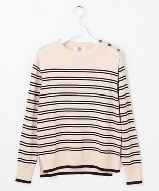 J.PRESS LADIES S SILKY WOOL ボーダー ニット ベージュ×ダークブラウン×ホワイト系