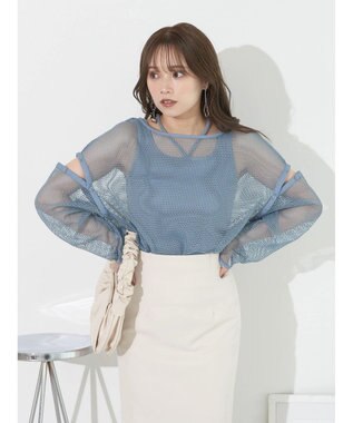 earth music&ecology ＳＥＴ２点メッシュプルオーバー＋タンクトップ Ivory