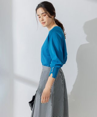 組曲 S 【パールボタン付】ブーケカラーリラクシー ニット ブルー系