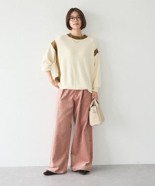 CRAFT STANDARD BOUTIQUE 洗える/とてもち配色ニットプルオーバー/24AW Ivory