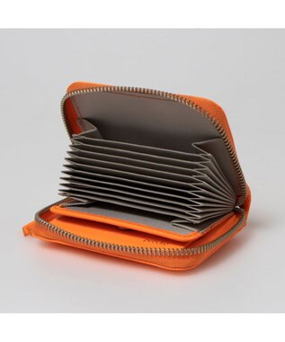 UNBILLION ペルケ perche / 蛍光レザーストラップ付き・ジャバラカードウォレット オレンジ