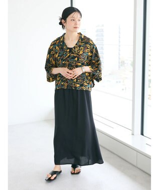 CRAFT STANDARD BOUTIQUE レーヨン柄プリントワイドシャツ Mustard