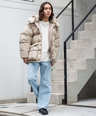 WEGO カラーナイロンパテッドブルゾン ベージュ