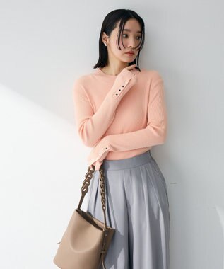 Green Parks 袖口金釦リブニットプルオーバー Pink