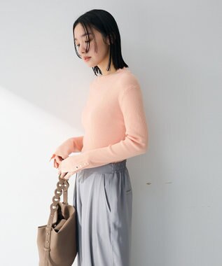 Green Parks 袖口金釦リブニットプルオーバー Pink