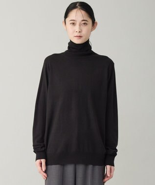 UNFILO MENS 【男女兼用】ソフトサーモ アンチピリングニット タートルネック ブラック