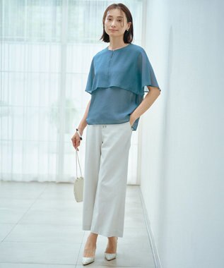 J.PRESS LADIES 【洗える】シアーサッカーチェック カットソー ダルグリーン系