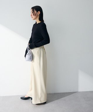 Green Parks 袖口金釦リブニットプルオーバー Black