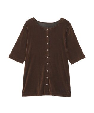 earth music&ecology フロッキーチュールカーディガン Brown