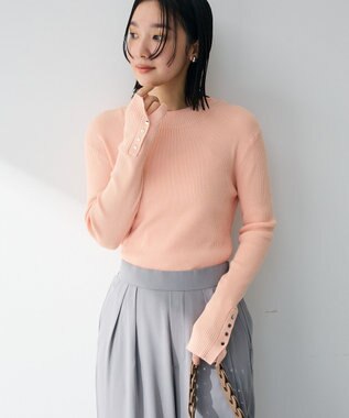 Green Parks 袖口金釦リブニットプルオーバー Pink