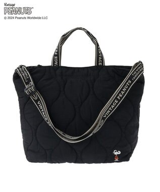 Green Parks ■ＰＥＡＮＵＴＳ　キルティングトートＬ Black