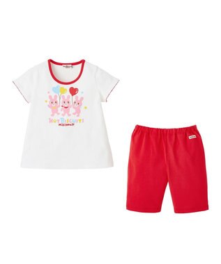 MIKI HOUSE HOT BISCUITS 【80-120cm】 キャビット ルームウェア 上下セット 赤