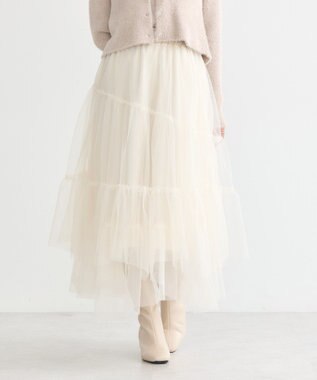 earth music&ecology イレギュラーヘム段々チュールスカート Ivory