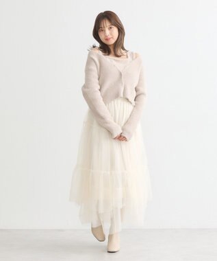 earth music&ecology イレギュラーヘム段々チュールスカート Ivory