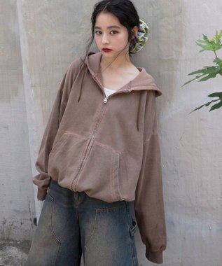 WEGO 【ユニセックス着用ITEM/MLサイズ展開】バルーンBIGダブルZIPパーカー ブラウン