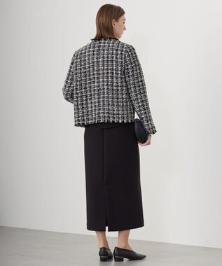 ICB 【CLASSY.1月号掲載】ルレックスツイード ノーカラージャケット ブラック×オフホワイト系
