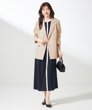 ANY SIS 【UVケア・ストレッチ・洗える】2WAYジョーゼットジャージー ワンピース ネイビー