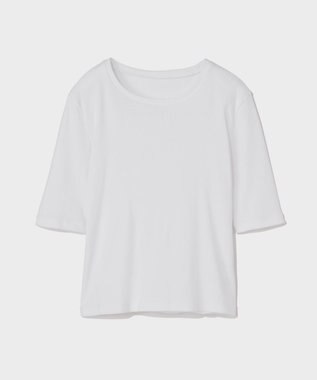 GRACE CONTINENTAL ハーフスリーブリブトップ ホワイト