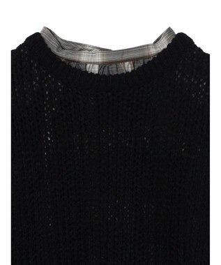 AMERICAN HOLIC ＳＥＴ　ボリュームスリーブシャツ＋ニットベスト Check Black