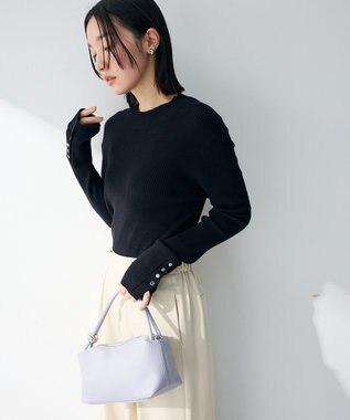 Green Parks 袖口金釦リブニットプルオーバー Black