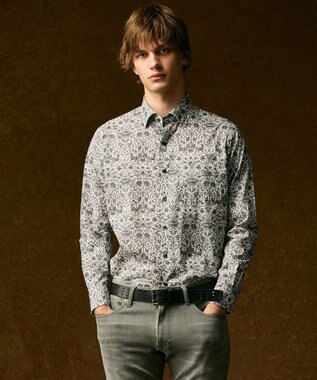 JOSEPH ABBOUD 【キングサイズ・英国リバティ社・纏うアート・柄で魅せる】リバティプリント シャツ　25AW ホワイト系5