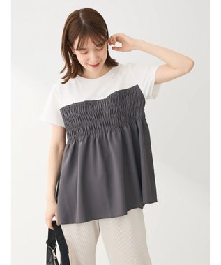 Green Parks シャーリングサテンドッキングプルオーバー Charcoal Gray