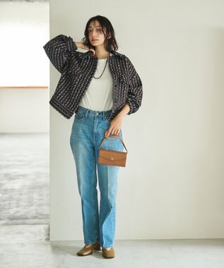 #Newans ツイードブルゾン ネイビー×ブラウン