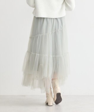 earth music&ecology イレギュラーヘム段々チュールスカート Mint Green